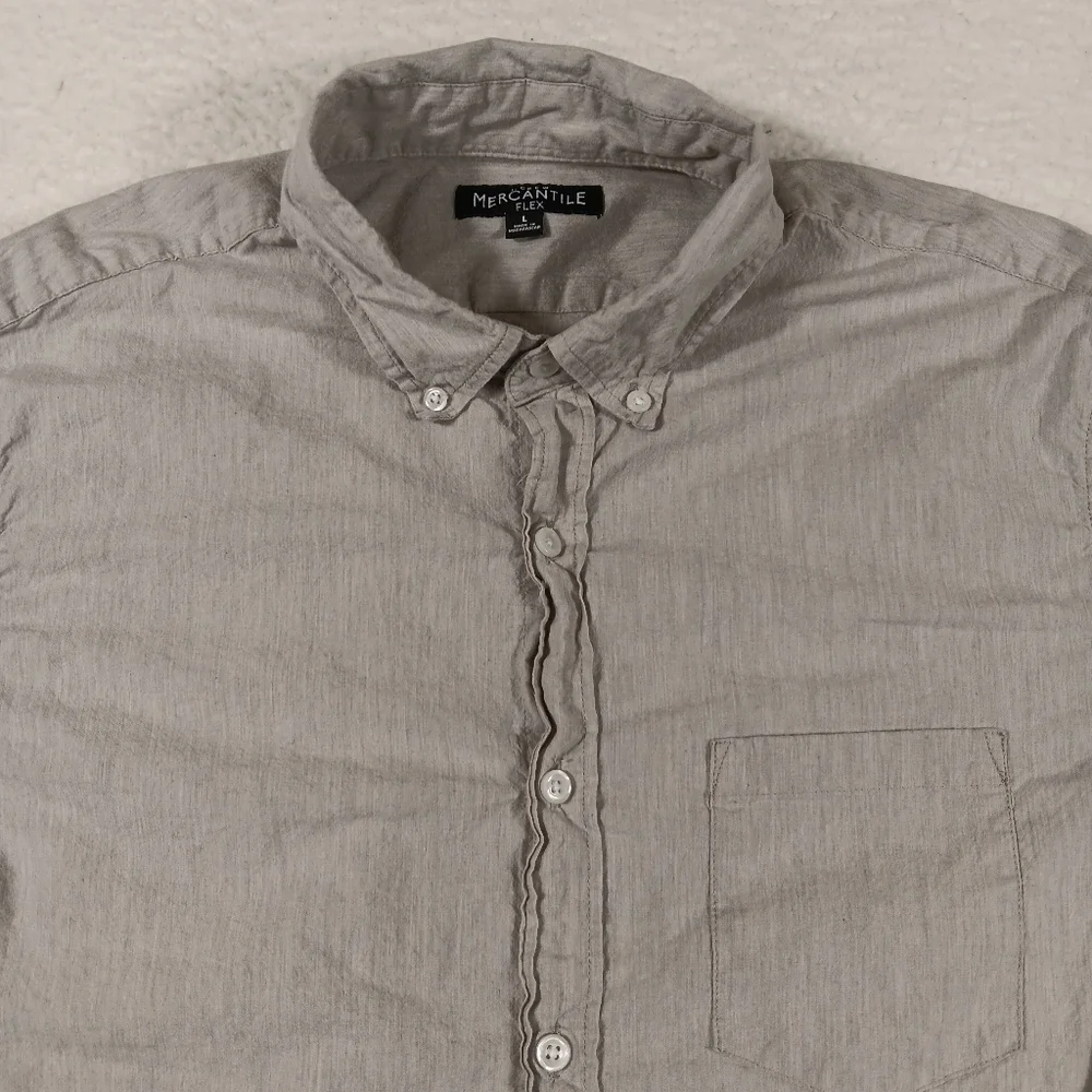 J Crew Shirt Mens Large Gray Chambray Long Sleeve Button Down Office Preppy